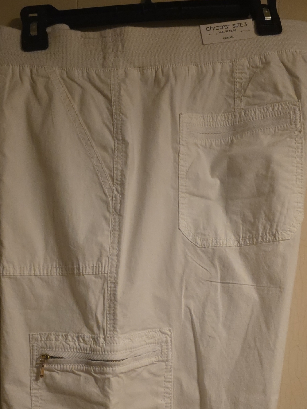 Chico's White Utility Capri-Ankle Pant with Pockets